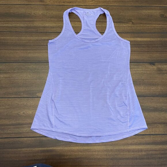 Athleta Shirt Womens Small Purple Micro Striped Racerback Tank Top Activewear - Picture 1 of 11